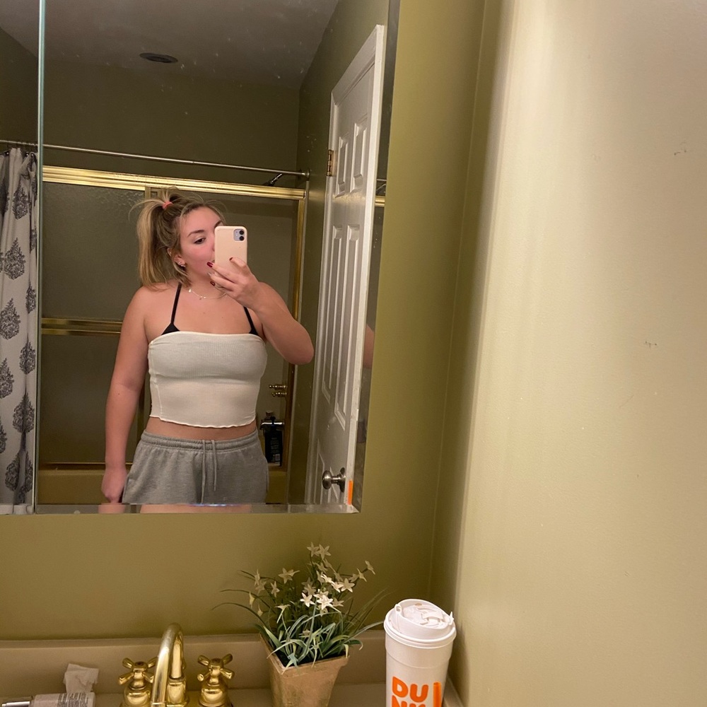 white tube top with lettuce edge